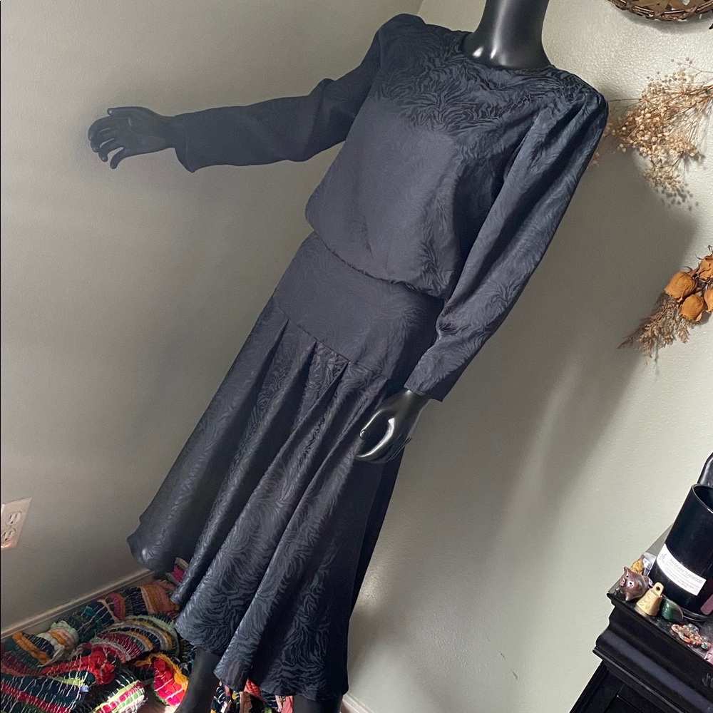 Vintage Black Textured Dress by Kono - Picture 5 of 14